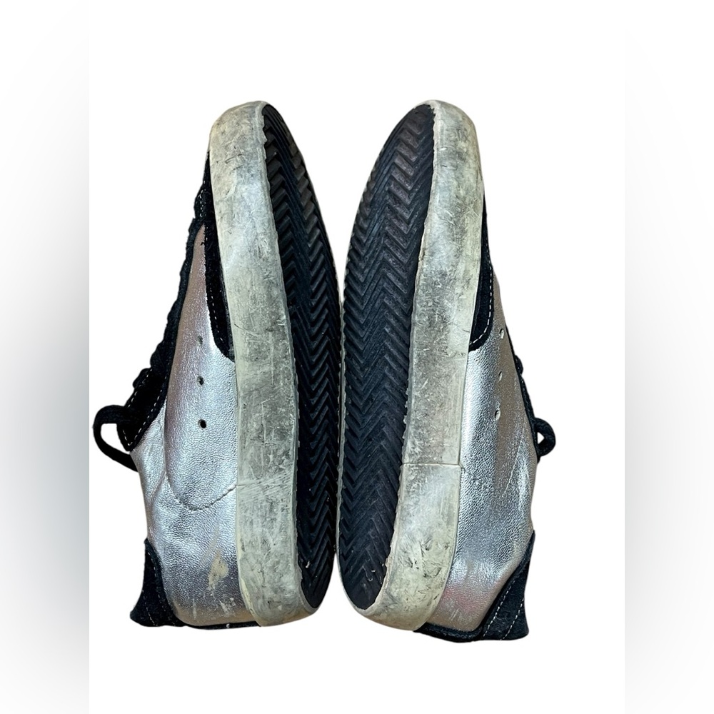 Golden Goose Super-Star Kids Silver and Black Star Sneakers Size:30 - Picture 6 of 10